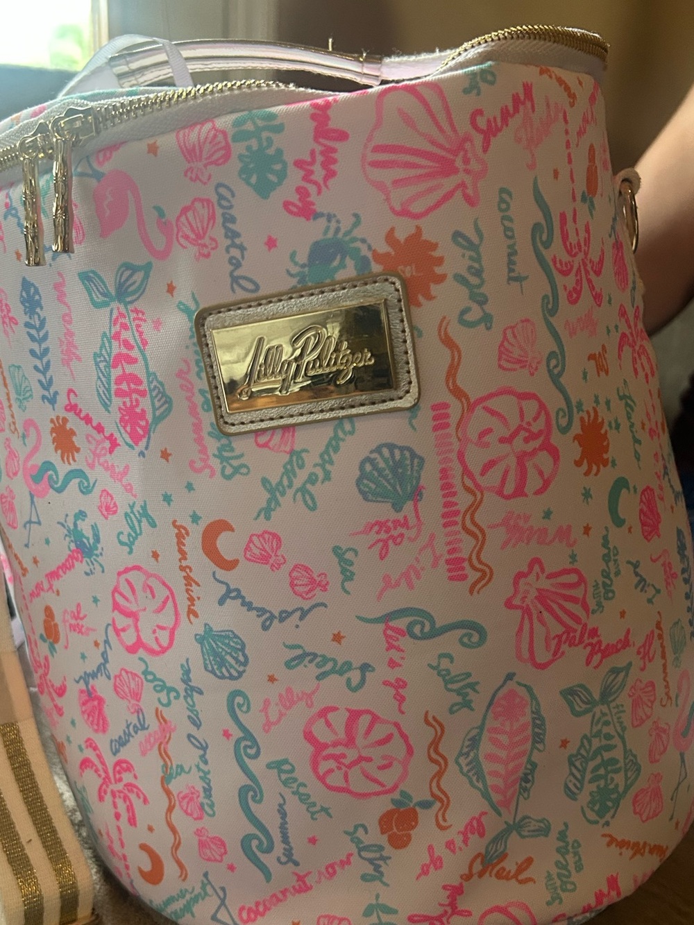 Lilly Pulitzer Pink, Aqua & Coral Floral Shell Bucket Cooler